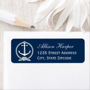 Nautical Navy Anchor Wedding Return Address Return Address Label