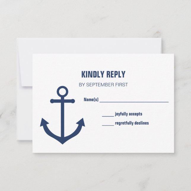 Nautical Navy Anchor Wedding RSVP Response Cards (Back)