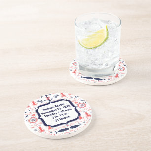 Nautical Navy Anchor,Whale Octopus Pattern Coaster