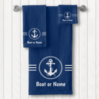 Nautical Navy Anchor With Rope Your Boat or Name
