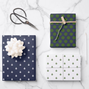 Nautical Navy and Forest Green Wrapping Paper Sheet