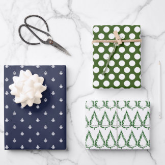 Nautical Navy and Green Wrapping Paper Sheet