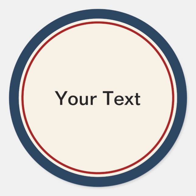 Nautical Navy and Red Border Classic Round Sticker (Front)