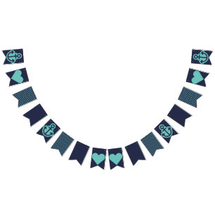 Nautical Navy and Teal Bunting