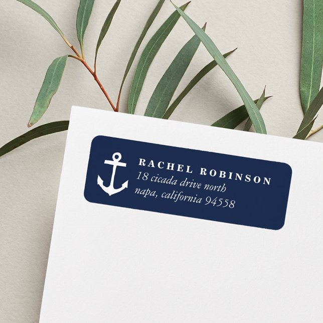 Nautical Navy and White Anchor Return Address Label (Creator Uploaded)