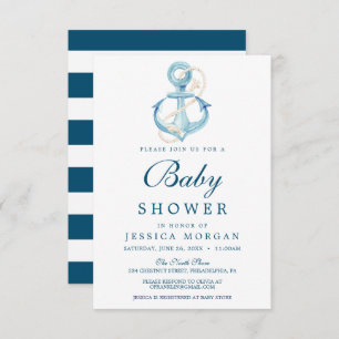 Nautical Navy Baby Shower Invitation Card