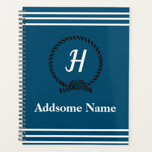Nautical Navy Beach coastal Monogrammed marine Planner