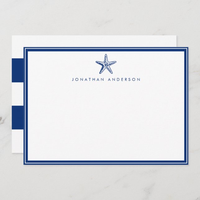 Nautical Navy Beach Starfish Card (Front/Back)