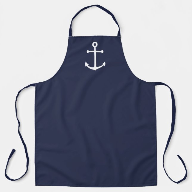 Nautical Navy Blue Anchor Apron (Front)