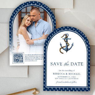 Nautical Navy Blue Anchor Arch Photo Wedding Save The Date
