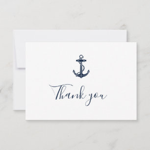 Nautical Navy Blue Anchor Boat Name Cruise Swag Thank You Card