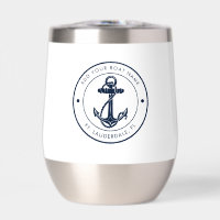 Nautical Navy Blue Anchor Boat Name Custom