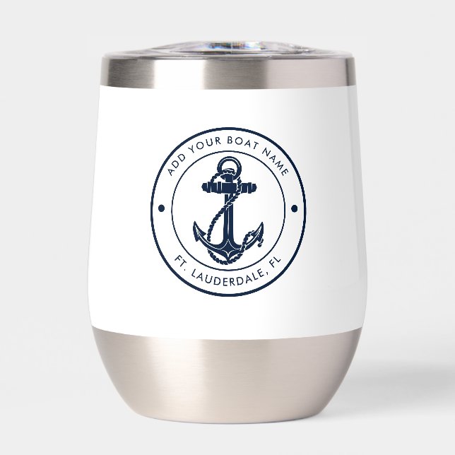 Nautical Navy Blue Anchor Boat Name Custom (Front)