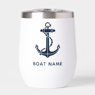 Nautical Navy Blue Anchor Boat Name Custom