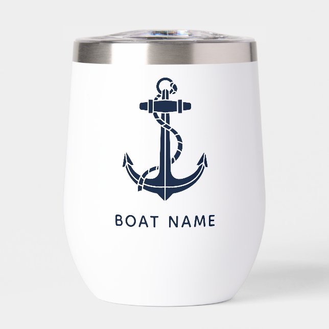 Nautical Navy Blue Anchor Boat Name Custom (Front)