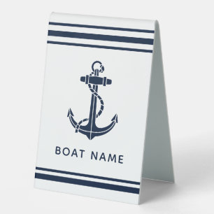 Nautical Navy Blue Anchor Boat Name Custom