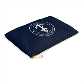 Nautical Navy Blue Anchor Boat Name Custom Accessory Pouch