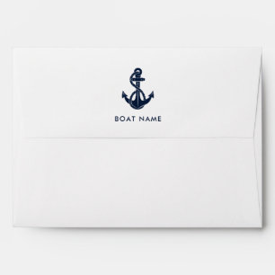 Nautical Navy Blue Anchor Boat Name Envelope