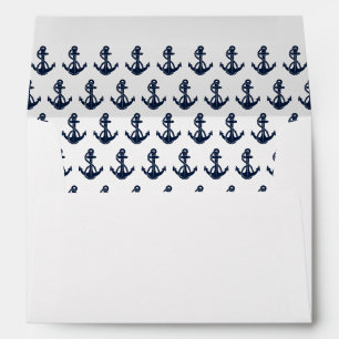 Nautical Navy Blue Anchor Boat Name Modern Envelope
