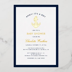 Nautical Navy Blue Anchor Boy Baby Shower Gold