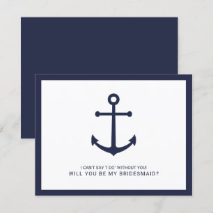 Nautical Navy Blue Anchor Bridesmaid Proposal Invitation