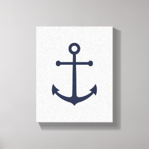 Nautical Navy Blue Anchor Canvas Print