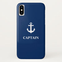 Nautical Navy Blue Anchor Captain iPhone X Case
