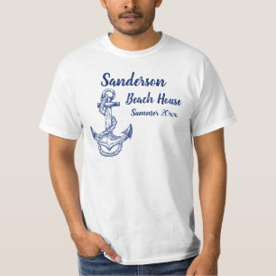 Nautical Navy Blue Anchor Coastal Monogrammed T-Shirt