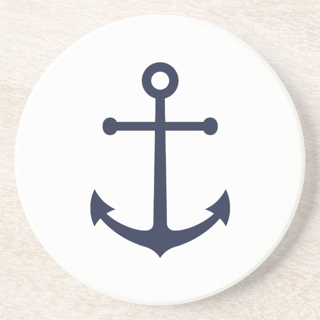 Nautical Navy Blue Anchor Coaster (Front)