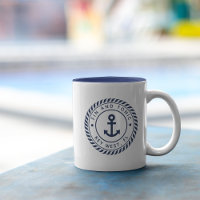 Nautical Navy Blue Anchor Custom Boat Name