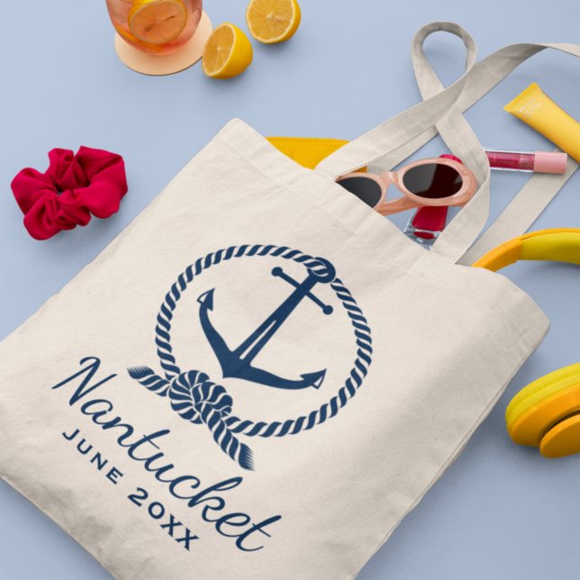 Nautical Navy Blue Anchor Custom Wedding Tote Bag (Creator Uploaded)