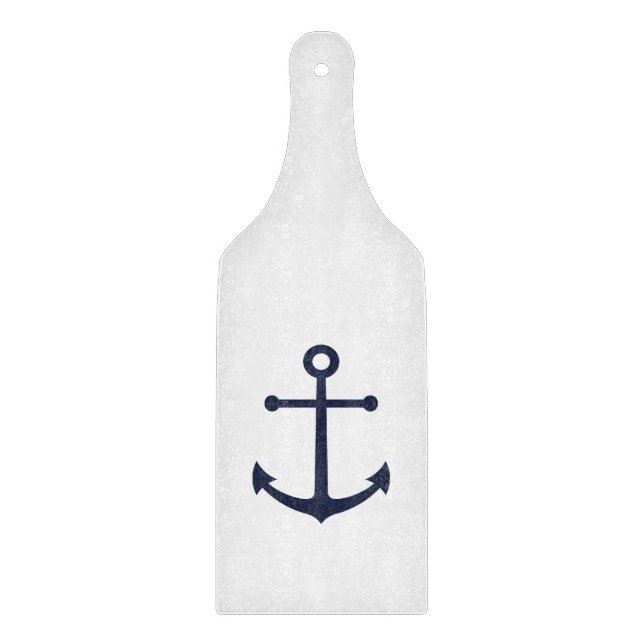 Nautical Navy Blue Anchor Cutting Board (Front)