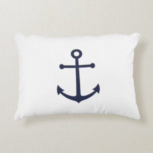 Nautical Navy Blue Anchor Decorative Cushion