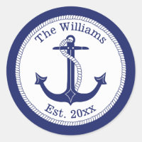 Nautical Navy Blue Anchor Family Name