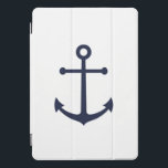 Nautical Navy Blue Anchor iPad Pro Cover<br><div class="desc">Modern Minimalist Nautical iPad Case features navy blue anchor on white iPad case.

Perfect gift for dad,  husband and more.</div>