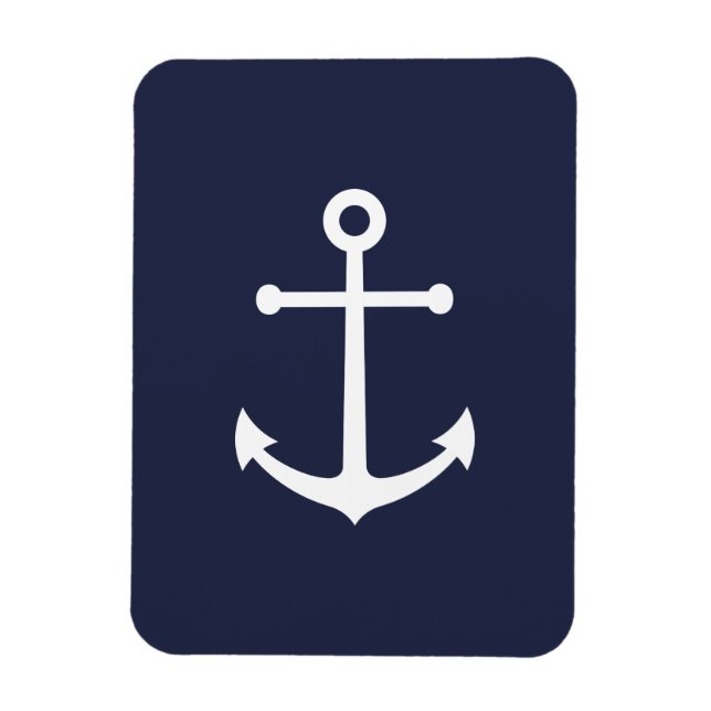 Nautical Navy Blue Anchor Magnet (Vertical)