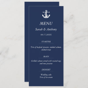 Nautical Navy Blue Anchor Modern Wedding Food Menu