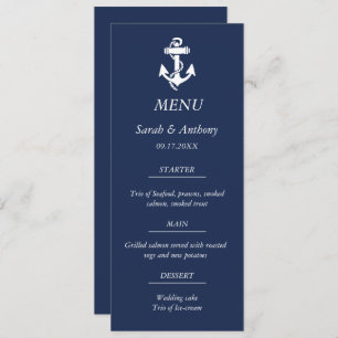 Nautical Navy Blue Anchor Modern Wedding Food Menu