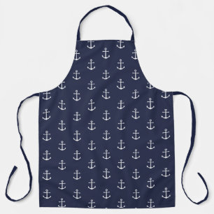 Nautical Navy Blue Anchor Pattern Apron