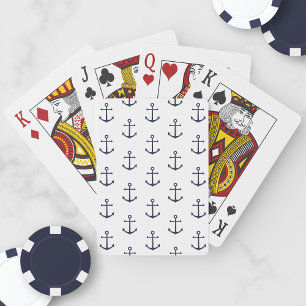 Nautical Navy Blue Anchor Pattern Playing Cards