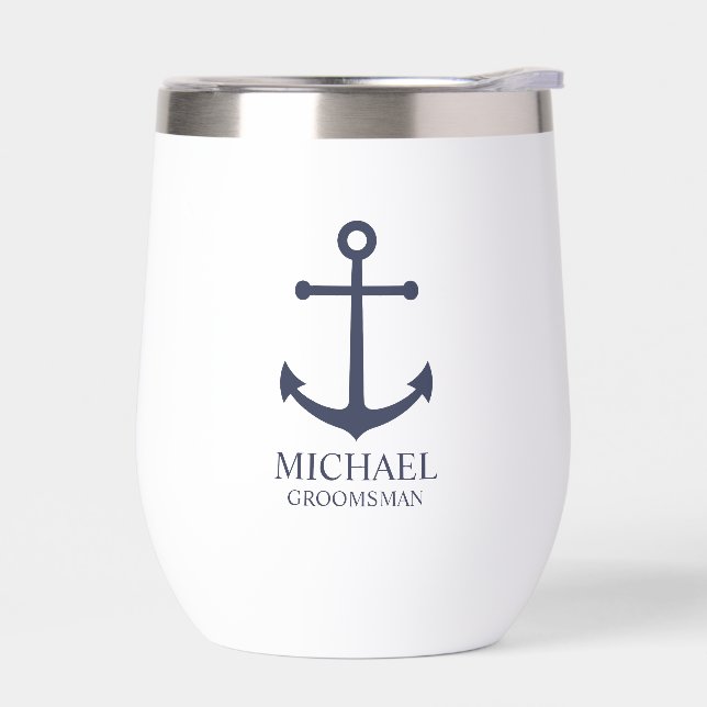 Nautical Navy Blue Anchor Personalised Groomsmen (Left)