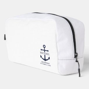 Nautical Navy Blue Anchor Personalised Groomsmen Dopp Kit