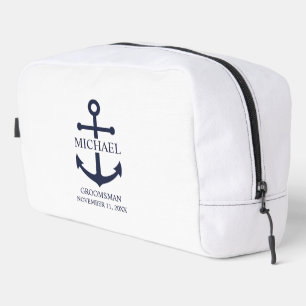 Nautical Navy Blue Anchor Personalised Groomsmen Dopp Kit