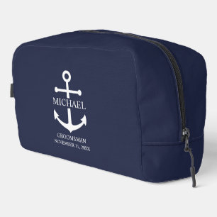 Nautical Navy Blue Anchor Personalised Groomsmen Dopp Kit