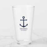 Nautical Navy Blue Anchor Personalised Groomsmen Glass<br><div class="desc">Nautical Personalised Groomsmen Gift
featuring navy blue anchor and personalised groomsman's name with title in navy blue classic serif font style.

Also perfect for best man,  father of the bride and more.</div>