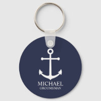Nautical Navy Blue Anchor Personalised Groomsmen