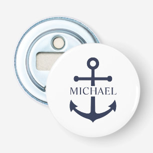 Nautical Navy Blue Anchor Personalised Name Bottle Opener