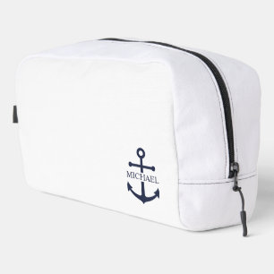 Nautical Navy Blue Anchor Personalised Name Dopp Kit