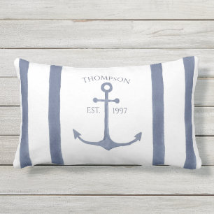 Nautical Navy Blue Anchor Personalized Pillow