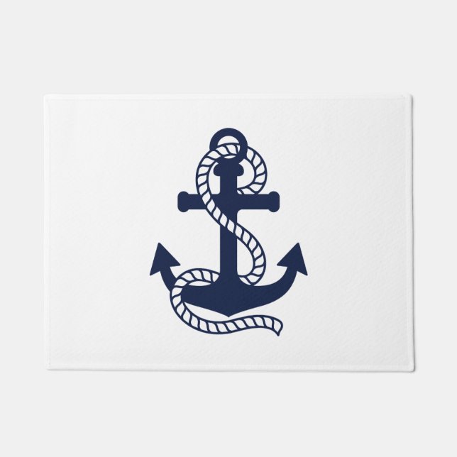 Nautical Navy blue Anchor {pick your colour} Doormat (Front)